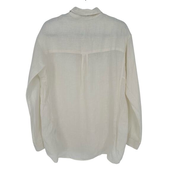 J. McLaughlin Fallon Blouse 100% Linen Off White Button Closure Accents Casual S - Picture 2 of 11